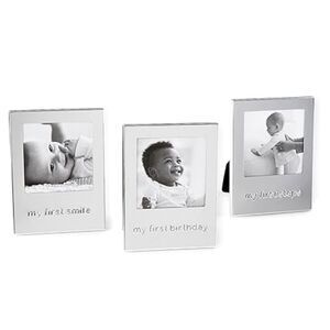 Carter's 3 pc Baby's First Photo Frame Gift Set Nursery Silver 2.5 x 2.5 NWT